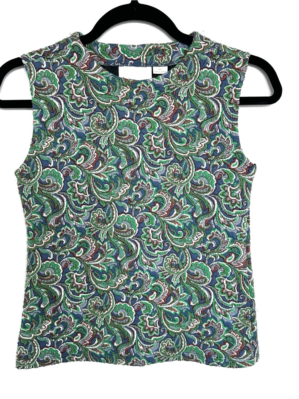 Anthropologie Maeve Sleeveless Retro Paisley Print Tank Top, Green, Small